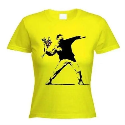banksy flower thrower Ladies t-shirt S / Yellow