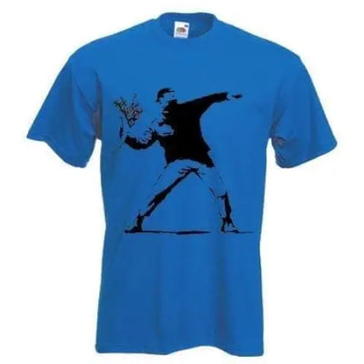 Banksy Flower Thrower Men's T-Shirt Royal Blue / L