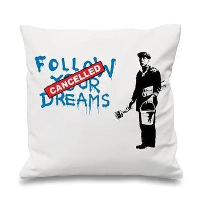 Banksy Follow Your Dreams Cushion White