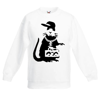 Banksy Gangster Rat Graffiti Children's Toddler Kids Sweatshirt Jumper 14-15 / White