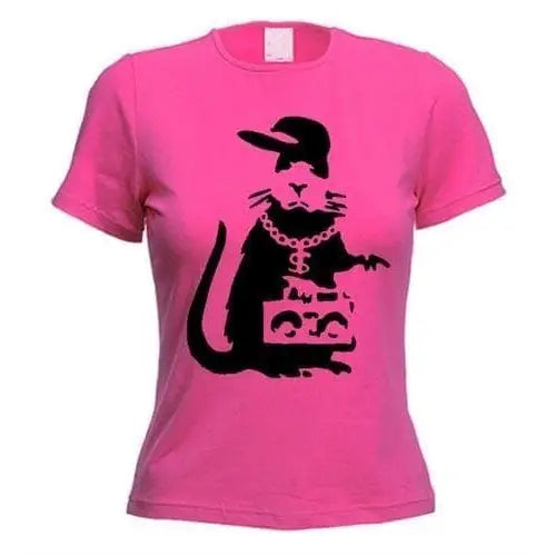 Banksy Gangster Rat Ladies T-Shirt L / Dark Pink