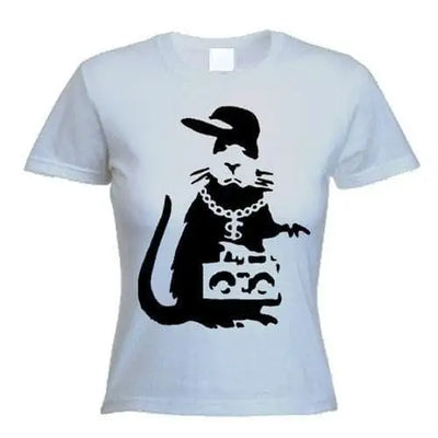 Banksy Gangster Rat Ladies T-Shirt L / Light Grey
