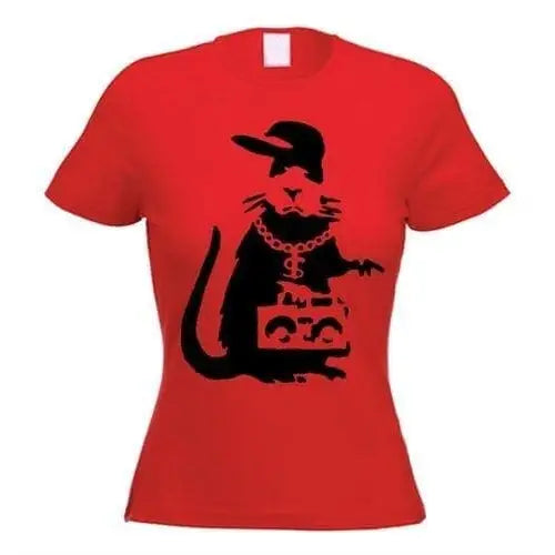 Banksy Gangster Rat Ladies T-Shirt L / Red