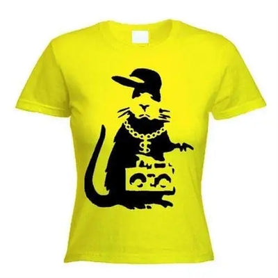 Banksy Gangster Rat Ladies T-Shirt L / Yellow
