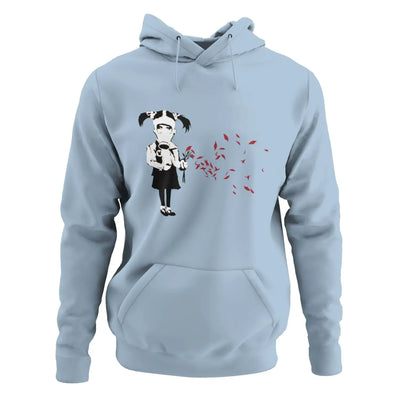 Banksy Gas Mask Girl Hoodie - S / Light Blue - Hoodie