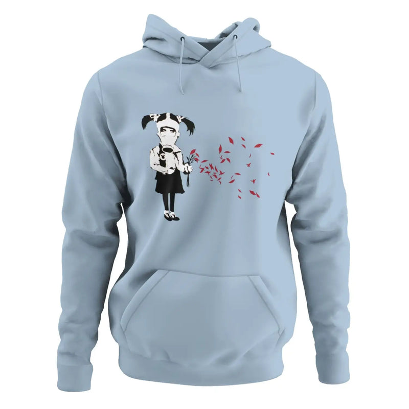 Banksy Gas Mask Girl Hoodie - S / Light Blue - Hoodie