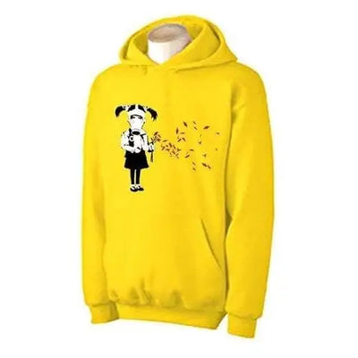 Banksy Gas Mask Girl Hoodie S / Yellow