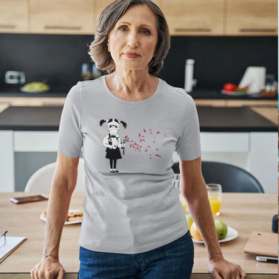 Banksy Gas Mask Girl Ladies T-Shirt - Womens T-Shirt