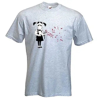 Banksy Gas Mask Girl Mens T-Shirt XL / Light Grey