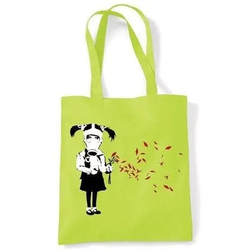 Banksy Gas Mask Girl Shoulder bag Lime Green