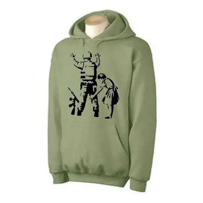 Banksy Girl Frisks Soldier Hoodie XXL / Khaki