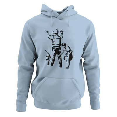 Banksy Girl Frisks Soldier Hoodie - XXL / Light Blue -