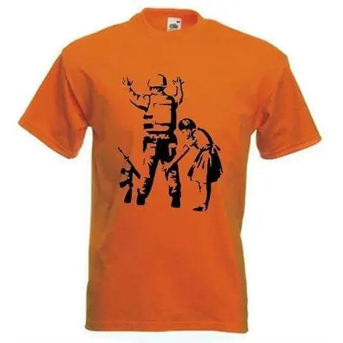 Banksy Girl Frisks Soldier T-Shirt XL / Orange