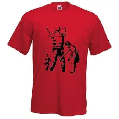 Banksy Girl Frisks Soldier T-Shirt XL / Red