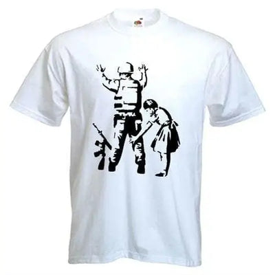Banksy Girl Frisks Soldier T-Shirt XL / White