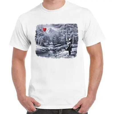 Banksy Girl Heart Balloon Portrait Men's T-Shirt