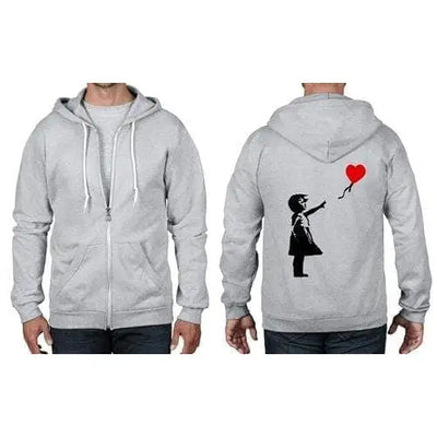 Banksy Girl With Heart Balloon Full Zip Hoodie