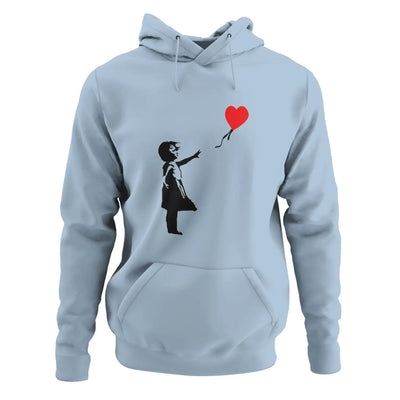 Banksy Girl With Heart Balloon Hoodie - XXL / Light Blue -