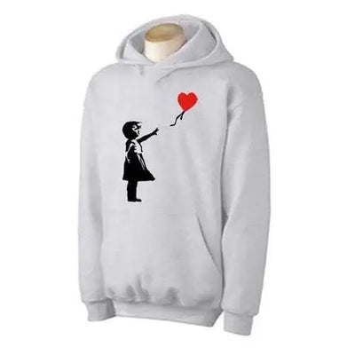Banksy Girl With Heart Balloon Hoodie XXL / Light Grey