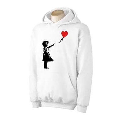 Banksy Girl With Heart Balloon Hoodie XXL / White