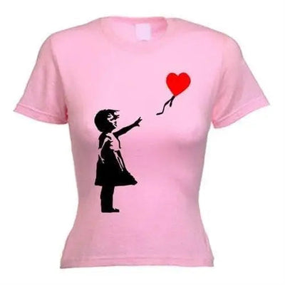 banksy girl with heart balloons Ladies t-shirt XL / Light Pink