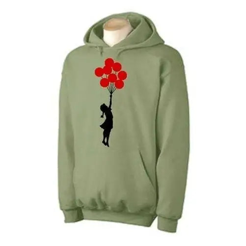 Banksy Girl With Red Balloons Hoodie XXL / Khaki