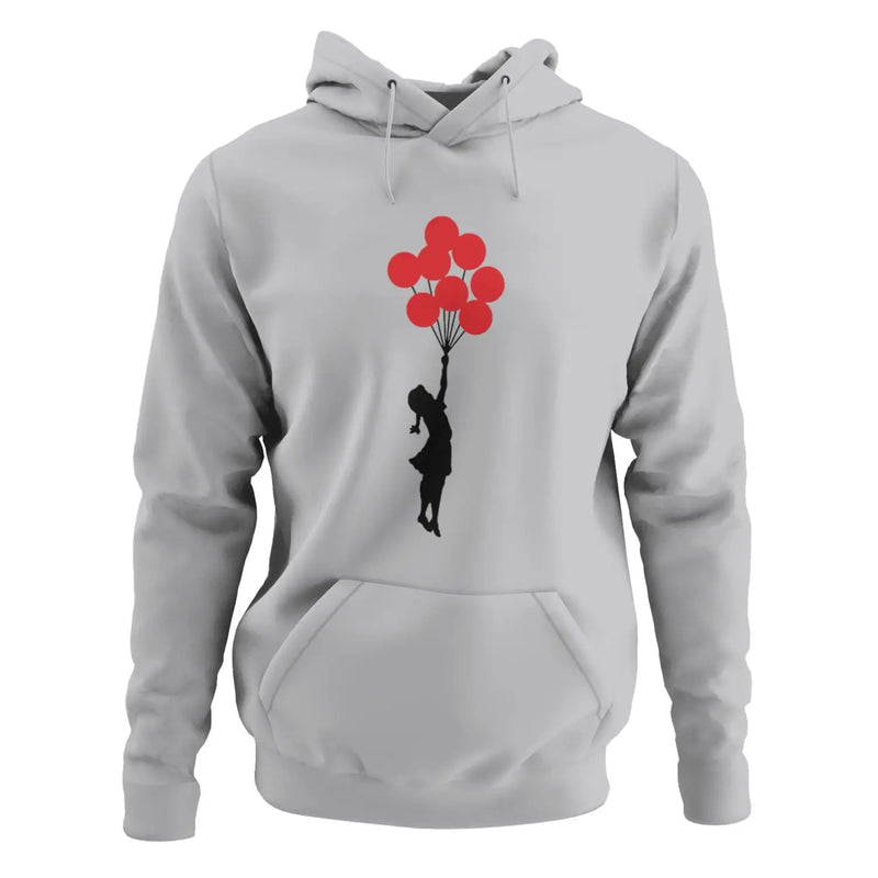 Banksy Girl With Red Balloons Hoodie - XXL / Light Grey -