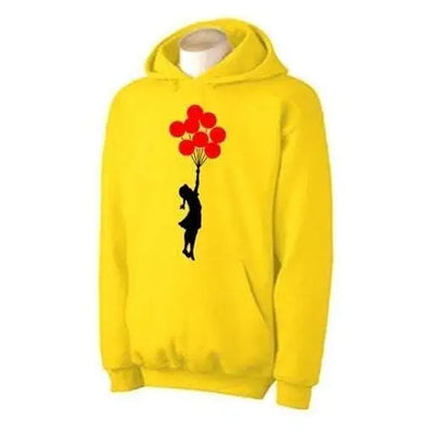 Banksy Girl With Red Balloons Hoodie XXL / Yellow