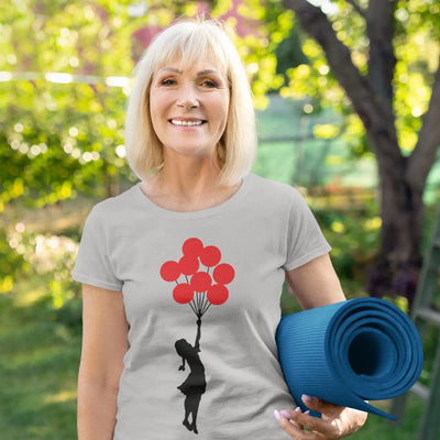 Banksy Girl With Red Balloons Ladies T-Shirt - Womens