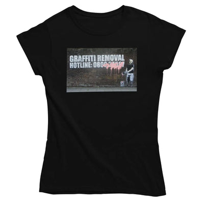 Banksy Graffiti Removal Hotline Womens T-Shirt - S - Womens