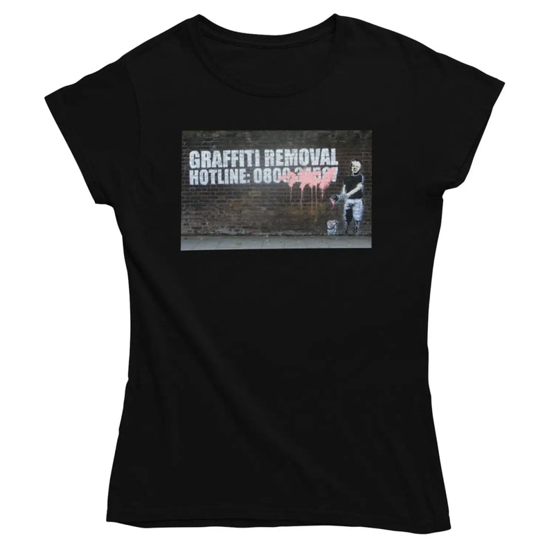 Banksy Graffiti Removal Hotline Womens T-Shirt - S - Womens