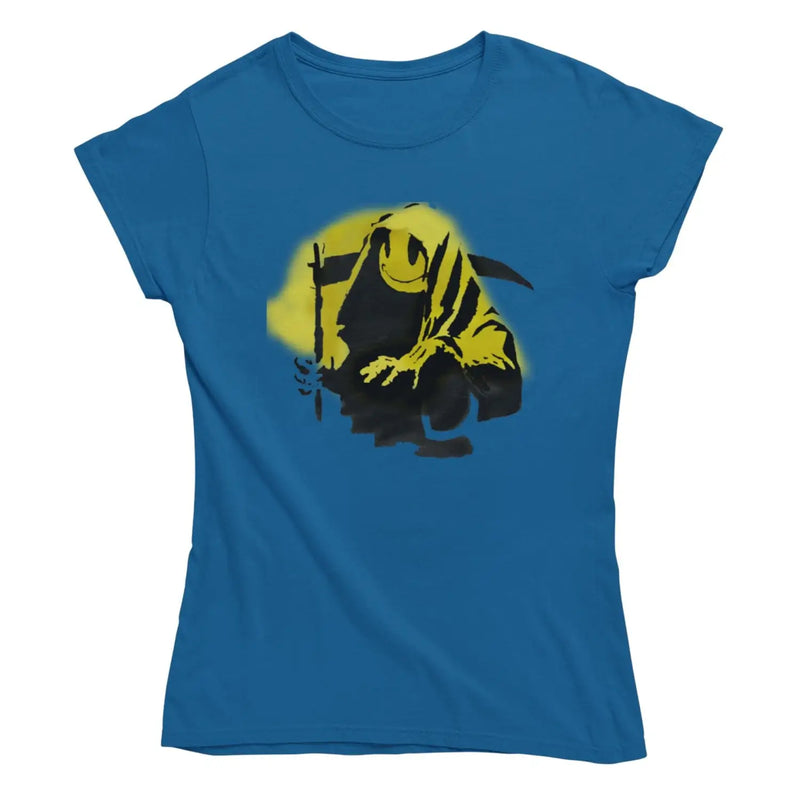 Banksy Grim Reaper Blue Ladies T-Shirt - M - Womens T-Shirt