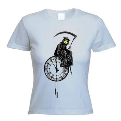 Banksy Grim Reaper Ladies T-Shirt M / Light Grey