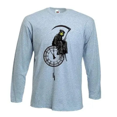 Banksy Grim Reaper Long Sleeve T-Shirt S / Light Grey