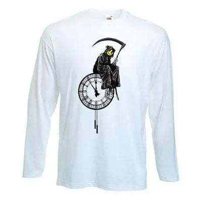 Banksy Grim Reaper Long Sleeve T-Shirt S / White