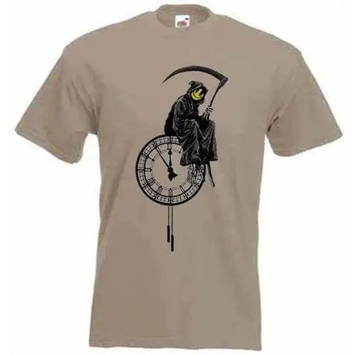 Banksy Grim Reaper Mens T-Shirt XL / Khaki
