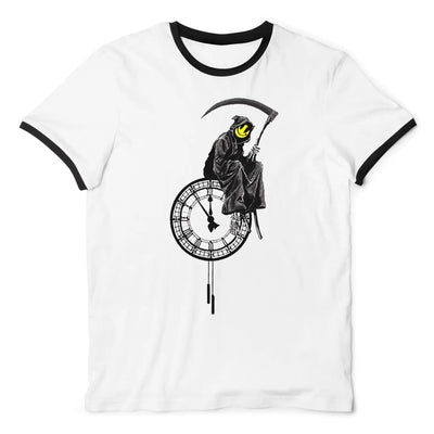 Banksy Grim Reaper Ringer T-Shirt XXL