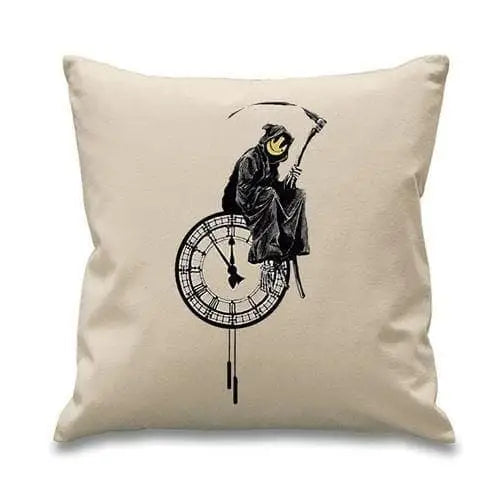 Banksy Grim Reaper Sofa Cushion Cream