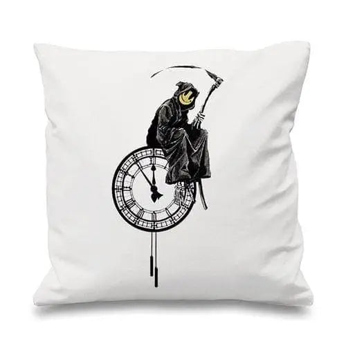 Banksy Grim Reaper Sofa Cushion White