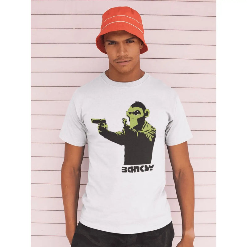 Banksy Gun Monkey Mens T-Shirt