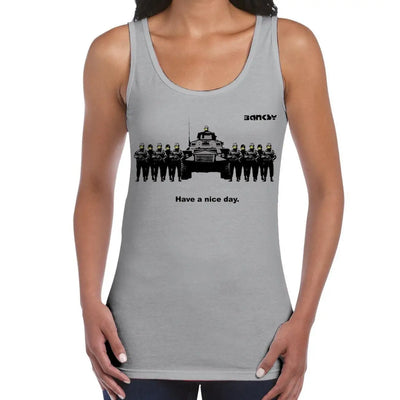 Banksy Have A Nice Day Tanks Women's Tank Vest Top S / Light Grey
