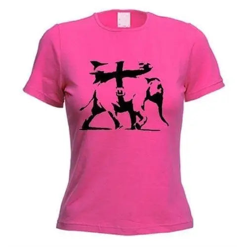 Banksy Heavy Weaponry Elephant  Ladies T-Shirt M / Dark Pink
