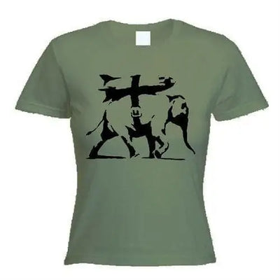 Banksy Heavy Weaponry Elephant  Ladies T-Shirt M / Khaki