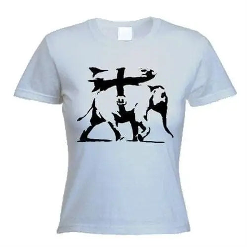 Banksy Heavy Weaponry Elephant  Ladies T-Shirt M / Light Grey