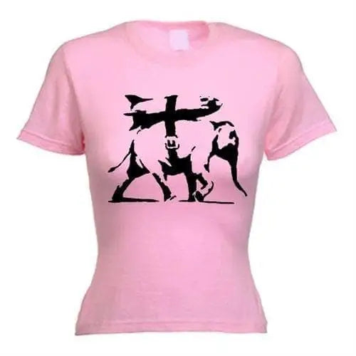 Banksy Heavy Weaponry Elephant  Ladies T-Shirt M / Light Pink