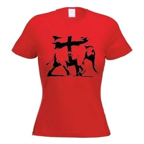 Banksy Heavy Weaponry Elephant  Ladies T-Shirt M / Red