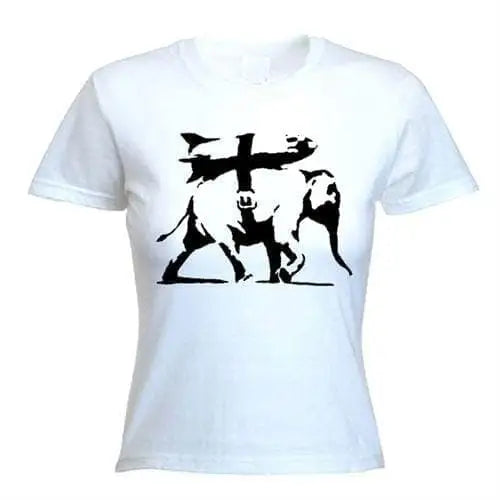 Banksy Heavy Weaponry Elephant  Ladies T-Shirt M / White
