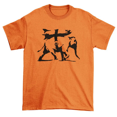 Banksy Heavy Weaponry Elephant Mens T-Shirt S / Orange