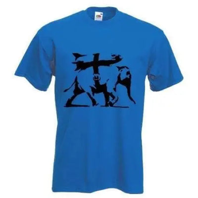 Banksy Heavy Weaponry Elephant Mens T-Shirt S / Royal Blue