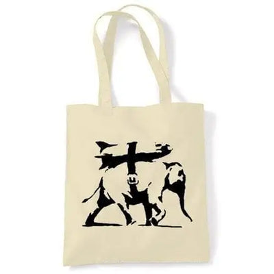 Banksy Heavy Weaponry Elephant Shoulder bag Cream
